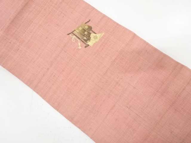 手織り紬　蓑虫　誰が袖模様　名古屋帯